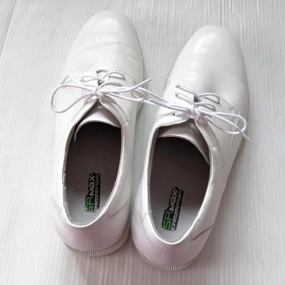 SRMAX White Leather Oxford Loafers Creepers Slip Resistant Shoes - Picture 8 of 12